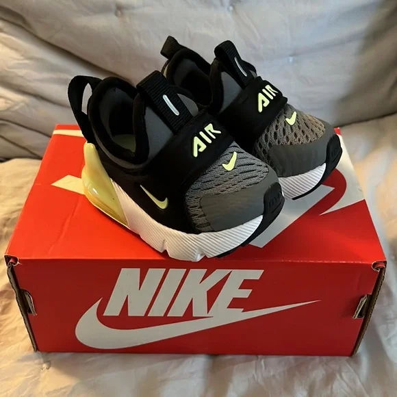 🆕 Nike Air Max 270 Extreme (TD) ‘Smoke Grey Volt’ Size 2C (newborn) - Picture 1 of 8